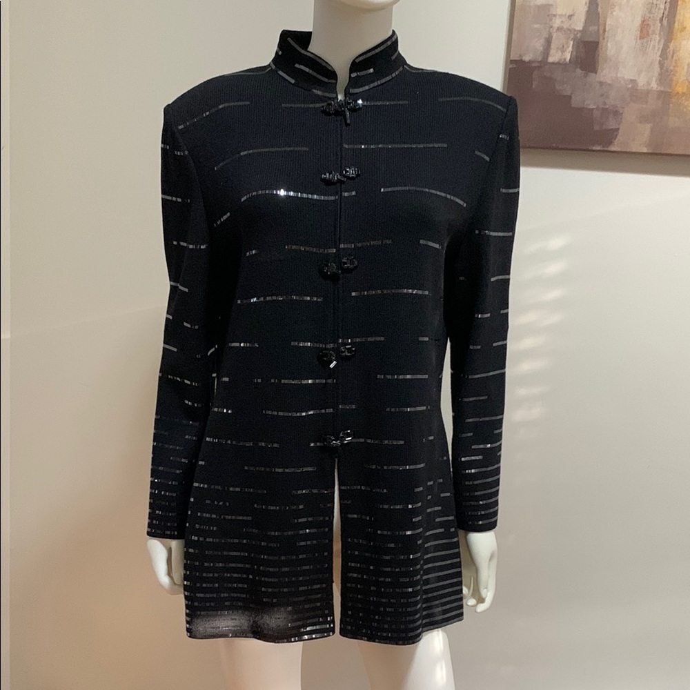 S.T.JOHN Elegant Black and Silver Women's Jacket